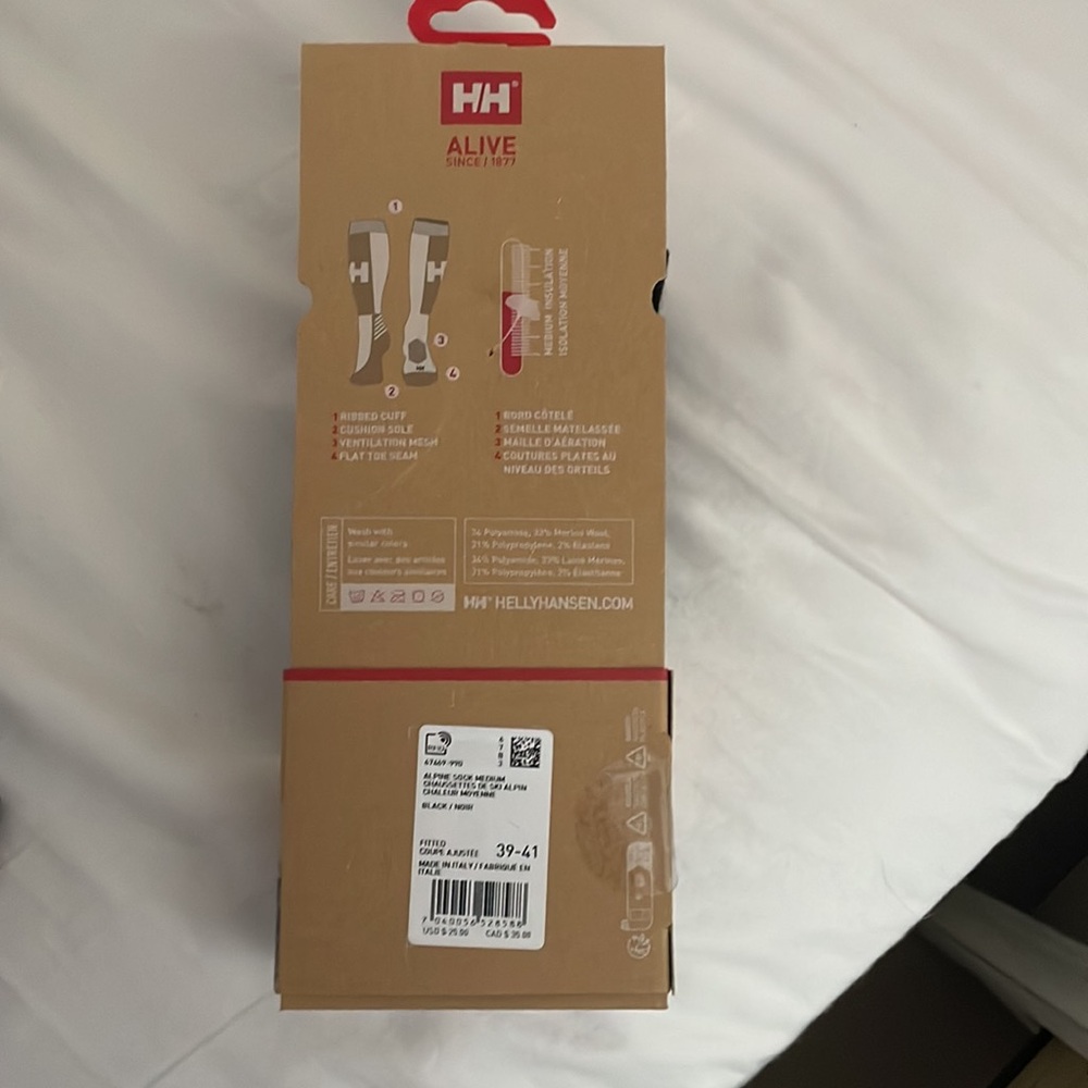 Helly Hansen Alpine Socks - Red and Grey ski - Picture 3 of 4